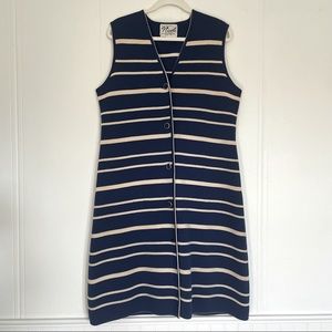 Vintage 60's Nicole San Francisco Wool Dress, Blue Stripe, Size 16